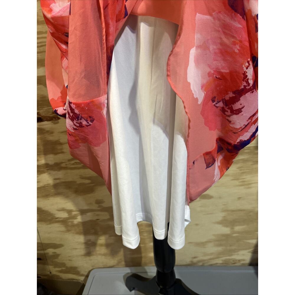 Calvin Klein Womens Floral A-Line Maxi Dress Sz 12 Coral Orange Shower Wedding - Picture 10 of 15